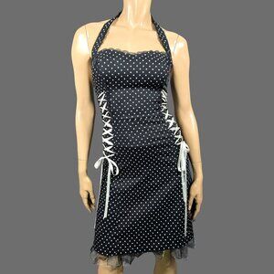 Y2K Vexy Black Polka Dot Corset Dress Size XS Goth Scene Retro 50s Rockabilly